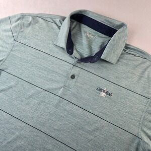 Oxford Mens Performance Polo Shirt XL Seafoam Green Striped Arrowhead
